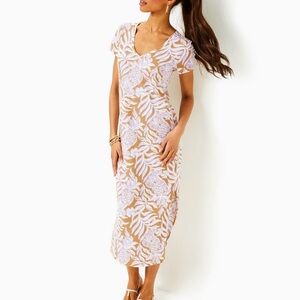 Lilly Pulitzer White and Tan Maxi Dress